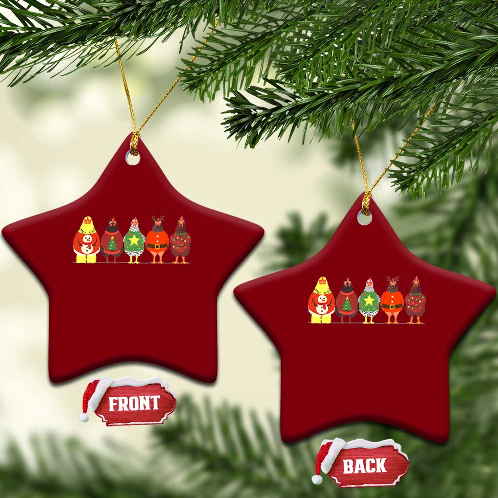 Сute Christmas Chickens Ceramic Ornament Funny Xmas Chickens Farm Animals Lover Gift TS10 Print Your Wear