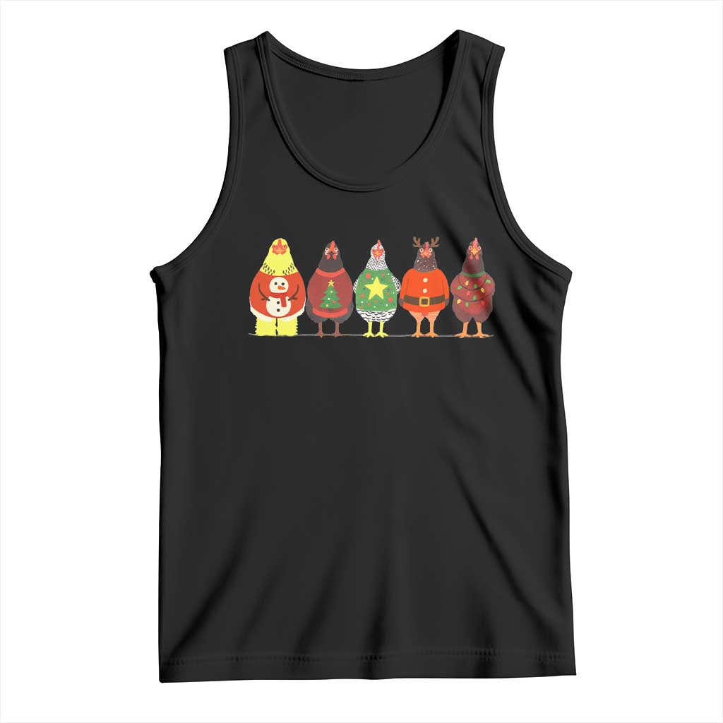 Сute Christmas Chickens Tank Top Funny Xmas Chickens Farm Animals Lover Gift TS10 Black Print Your Wear