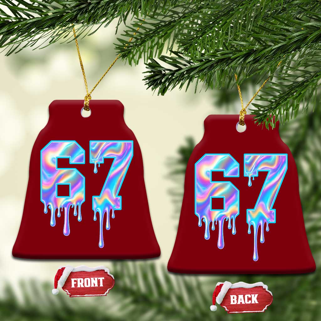 Baseball Drip Number 67 Player Ceramic Ornament Funny Six Seven Meme 67th Birthday Holographic Dripping TS10 Print Your Wear