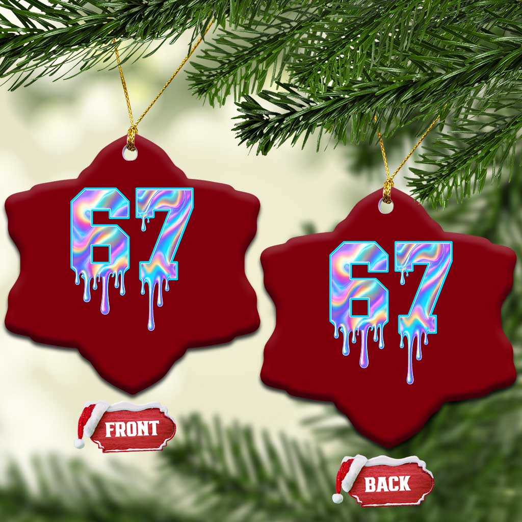 Baseball Drip Number 67 Player Ceramic Ornament Funny Six Seven Meme 67th Birthday Holographic Dripping TS10 Print Your Wear
