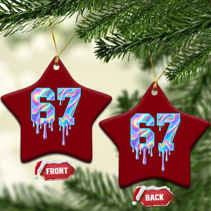 Baseball Drip Number 67 Player Ceramic Ornament Funny Six Seven Meme 67th Birthday Holographic Dripping TS10 Print Your Wear
