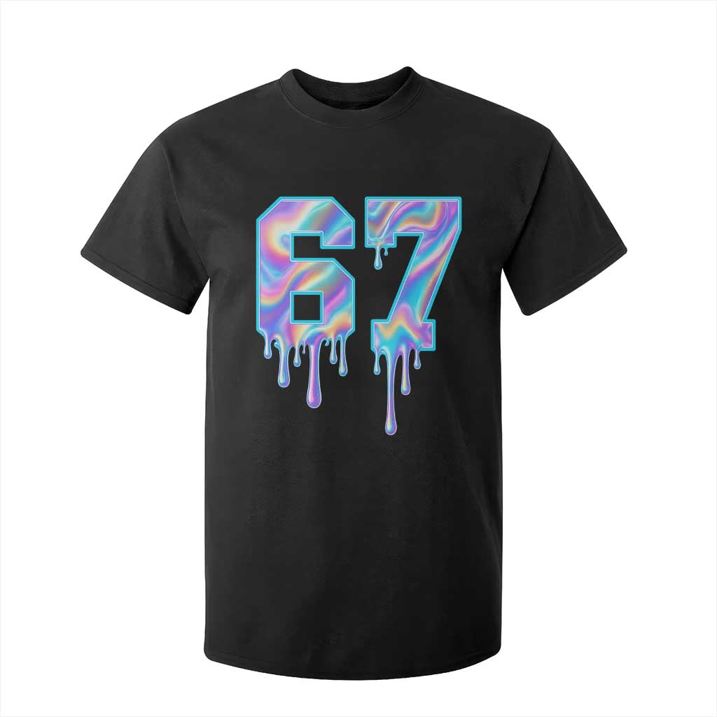 Baseball Drip Number 67 Player T Shirt For Kid Funny Six Seven Meme 67th Birthday Holographic Dripping TS10 Black Print Your Wear
