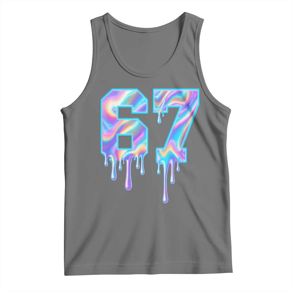 Baseball Drip Number 67 Player Tank Top Funny Six Seven Meme 67th Birthday Holographic Dripping TS10 Black Heather Print Your Wear