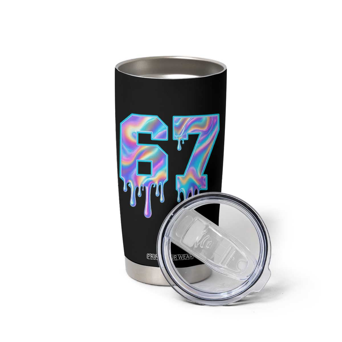 Baseball Drip Number 67 Player Tumbler Cup Funny Six Seven Meme 67th Birthday Holographic Dripping TS10 Print Your Wear