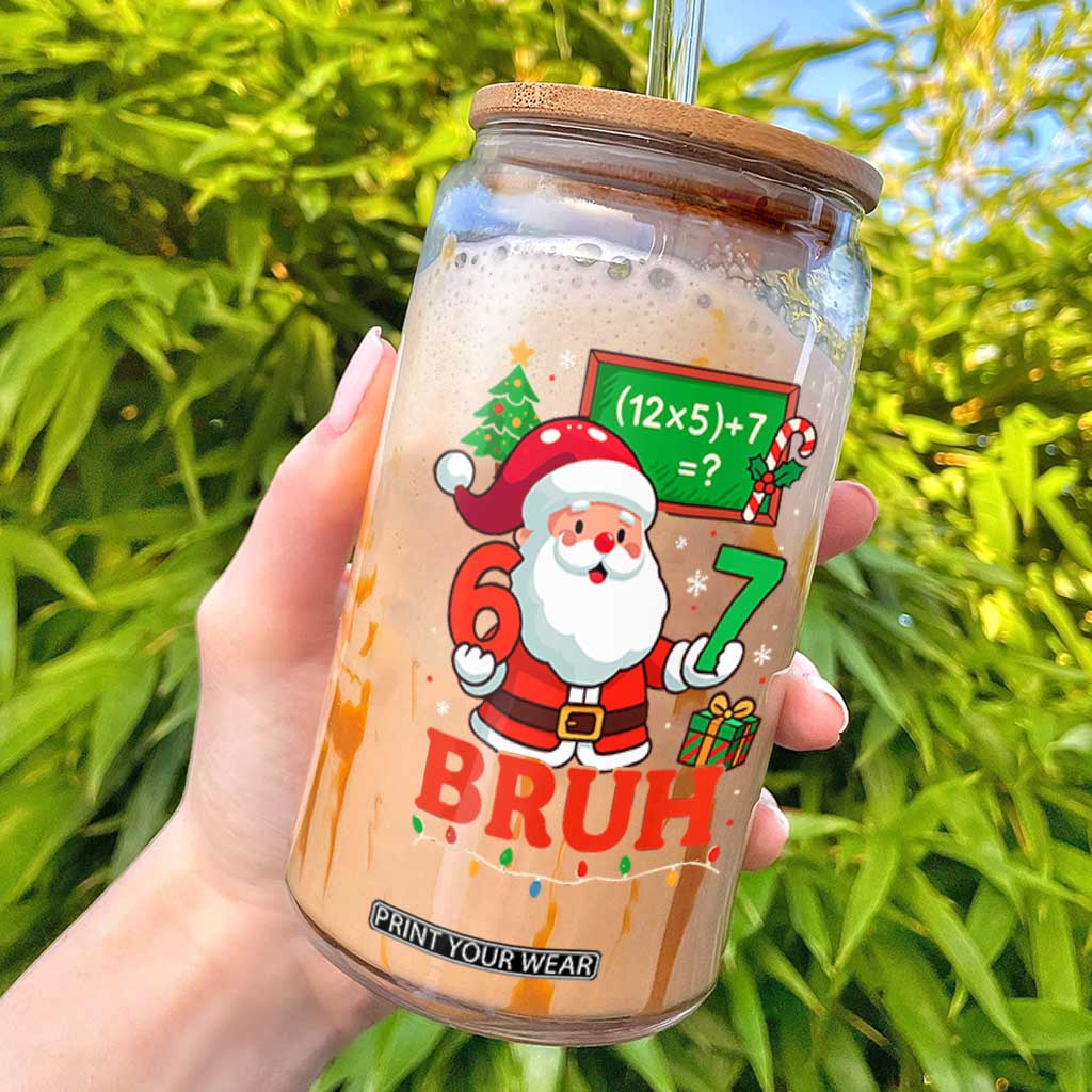 67 Teacher Christmas Glass Can Santa Six Seven Meme Math Equation Bruh TS10 Black Print Your Wear