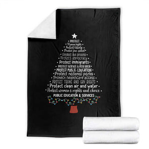 Protect Democracy Christmas Tree Throw Blanket Anti Fascism Social Justice TS10 Black Print Your Wear