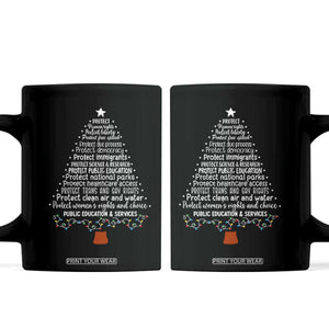 Protect Democracy Christmas Tree Coffee Mug Anti Fascism Social Justice TS10 Black Print Your Wear