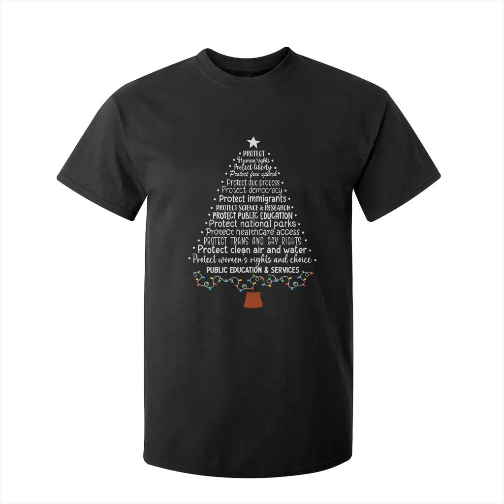 Protect Democracy Christmas Tree T Shirt For Kid Anti Fascism Social Justice TS10 Black Print Your Wear