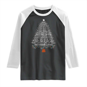 Protect Democracy Christmas Tree Raglan Shirt Anti Fascism Social Justice TS10 Black White Print Your Wear