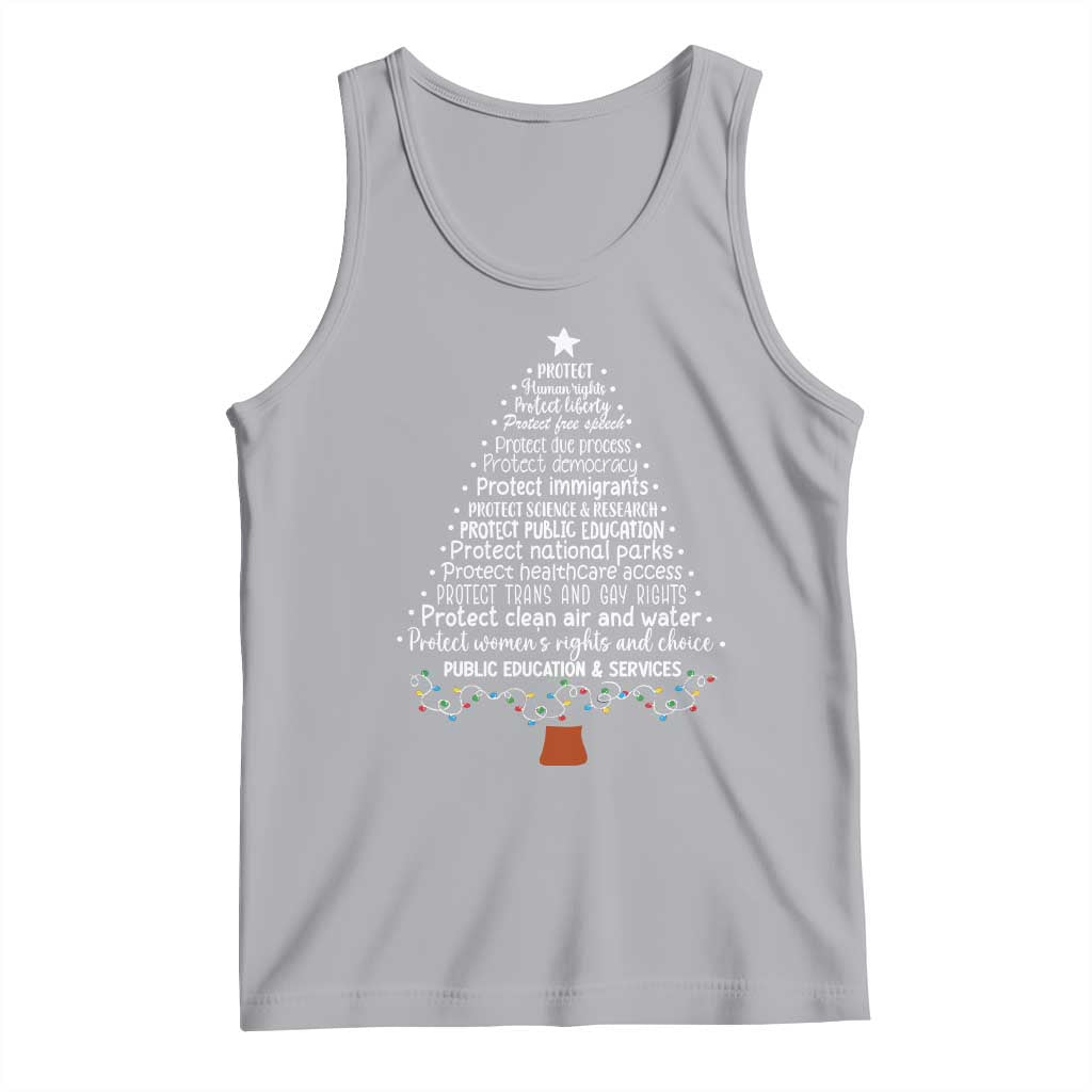 Protect Democracy Christmas Tree Tank Top Anti Fascism Social Justice TS10 Athletic Heather Print Your Wear