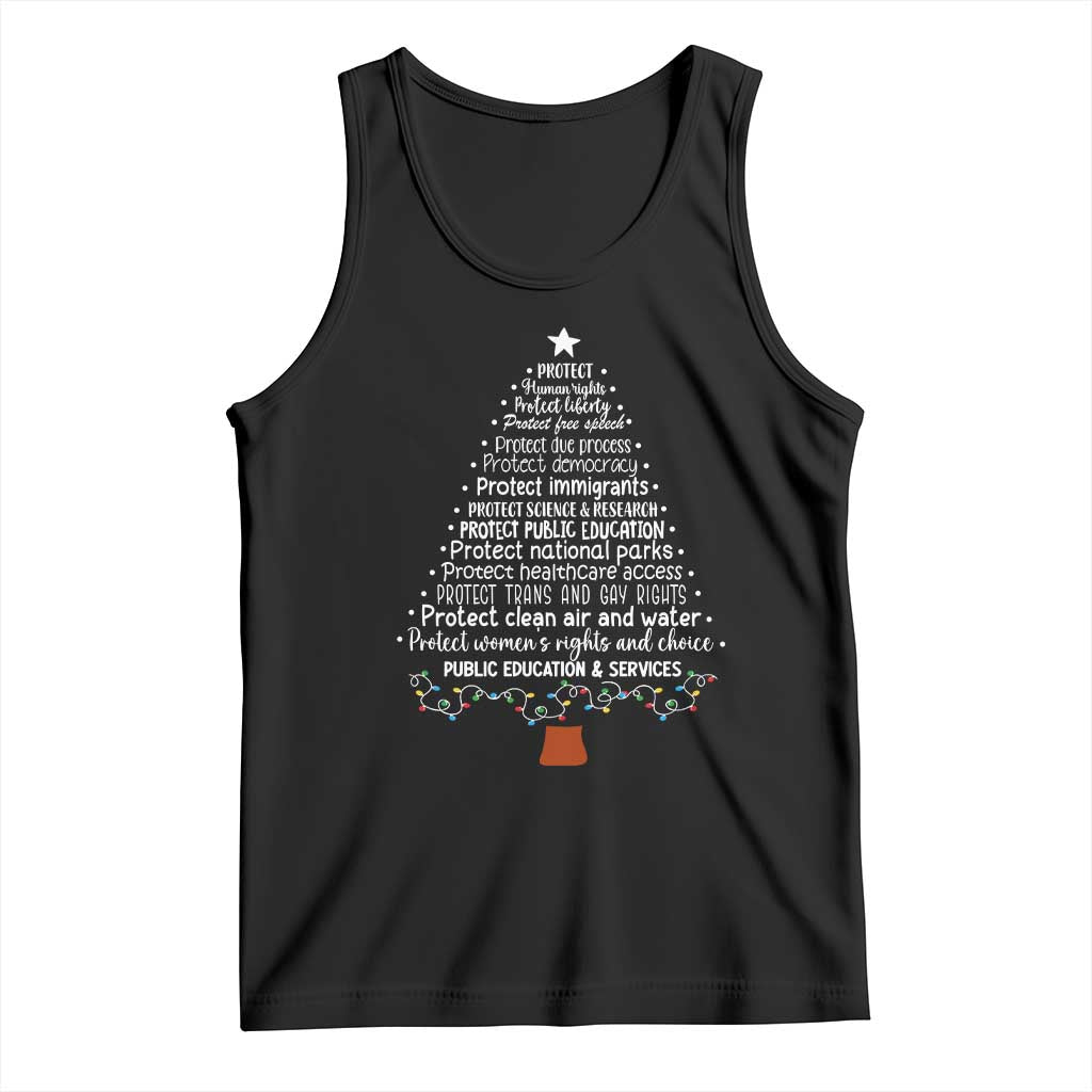 Protect Democracy Christmas Tree Tank Top Anti Fascism Social Justice TS10 Black Print Your Wear