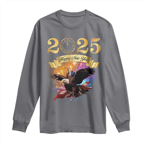 Trump Happy New Year 2025 Long Sleeve Shirt Support Trump Eagle USA President TS10 Charcoal Print Your Wear