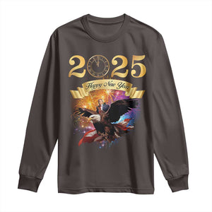 Trump Happy New Year 2025 Long Sleeve Shirt Support Trump Eagle USA President TS10 Dark Chocolate Print Your Wear