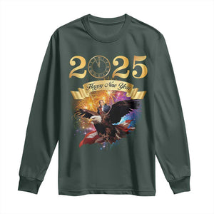 Trump Happy New Year 2025 Long Sleeve Shirt Support Trump Eagle USA President TS10 Dark Forest Green Print Your Wear