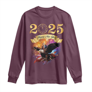 Trump Happy New Year 2025 Long Sleeve Shirt Support Trump Eagle USA President TS10 Maroon Print Your Wear