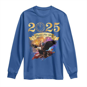 Trump Happy New Year 2025 Long Sleeve Shirt Support Trump Eagle USA President TS10 Royal Blue Print Your Wear