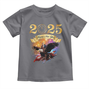 Trump Happy New Year 2025 Toddler T Shirt Support Trump Eagle USA President TS10 Charcoal Print Your Wear