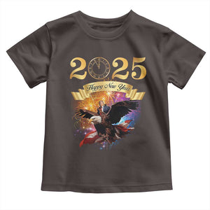 Trump Happy New Year 2025 Toddler T Shirt Support Trump Eagle USA President TS10 Dark Chocolate Print Your Wear