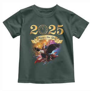 Trump Happy New Year 2025 Toddler T Shirt Support Trump Eagle USA President TS10 Dark Forest Green Print Your Wear