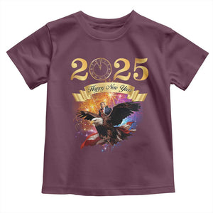 Trump Happy New Year 2025 Toddler T Shirt Support Trump Eagle USA President TS10 Maroon Print Your Wear