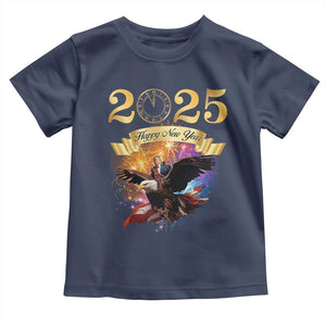 Trump Happy New Year 2025 Toddler T Shirt Support Trump Eagle USA President TS10 Navy Print Your Wear