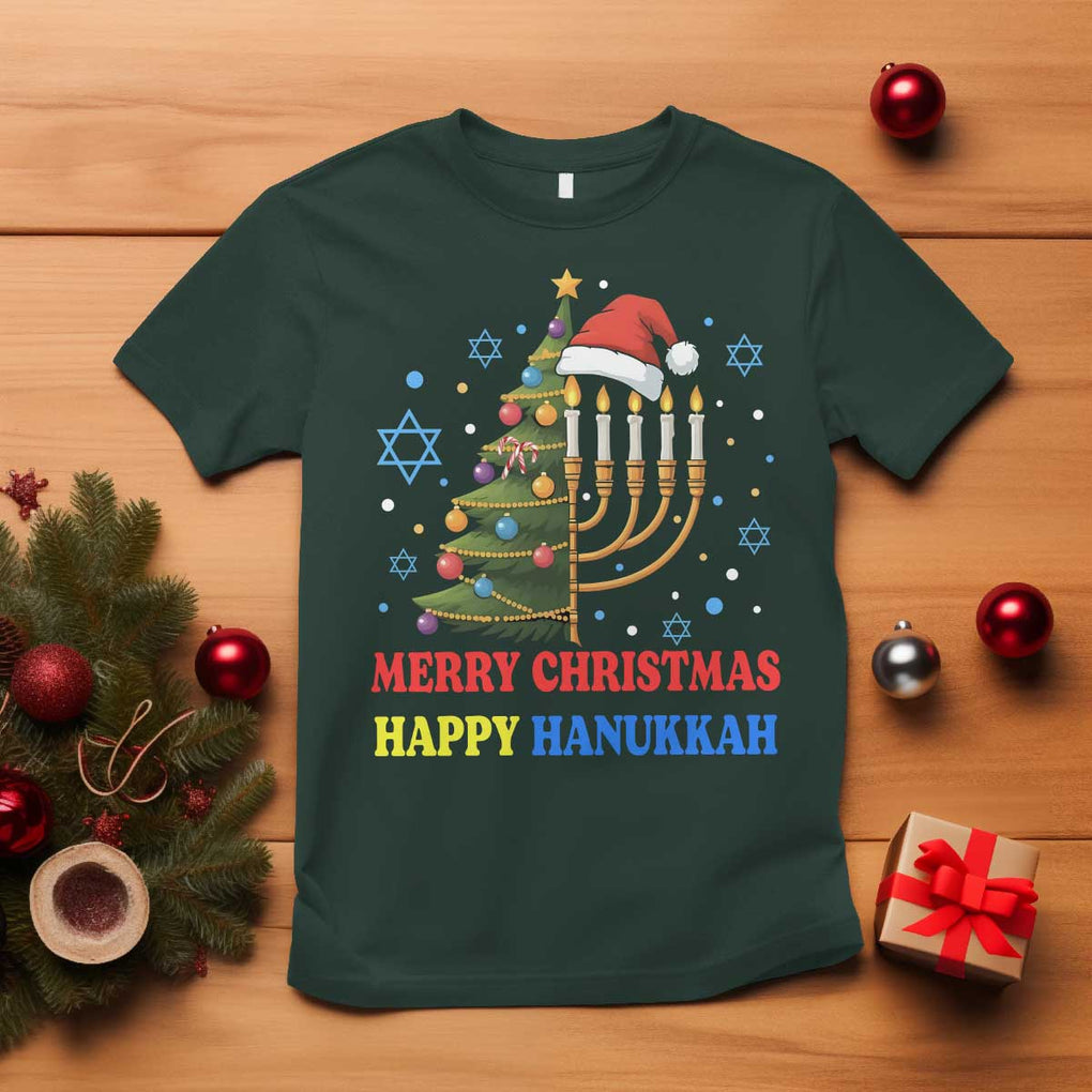 Merry Chrismukkah Happy Christmas Hanukkah T Shirt TS10 Dark Forest Green Print Your Wear