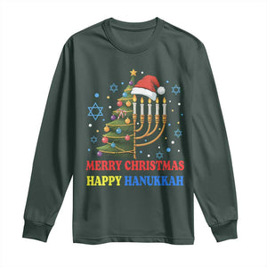 Merry Chrismukkah Happy Christmas Hanukkah Long Sleeve Shirt TS10 Dark Forest Green Print Your Wear