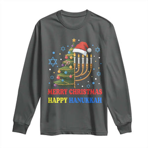 Merry Chrismukkah Happy Christmas Hanukkah Long Sleeve Shirt TS10 Dark Heather Print Your Wear