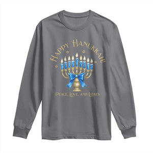 Happy Hanukkah Long Sleeve Shirt Jewish Menorah Coquette Bow TS10 Charcoal Print Your Wear