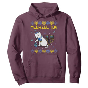 Happy Hanukkah Hoodie Menorah Meowzel Tov Ugly Hanukkah TS10 Maroon Print Your Wear