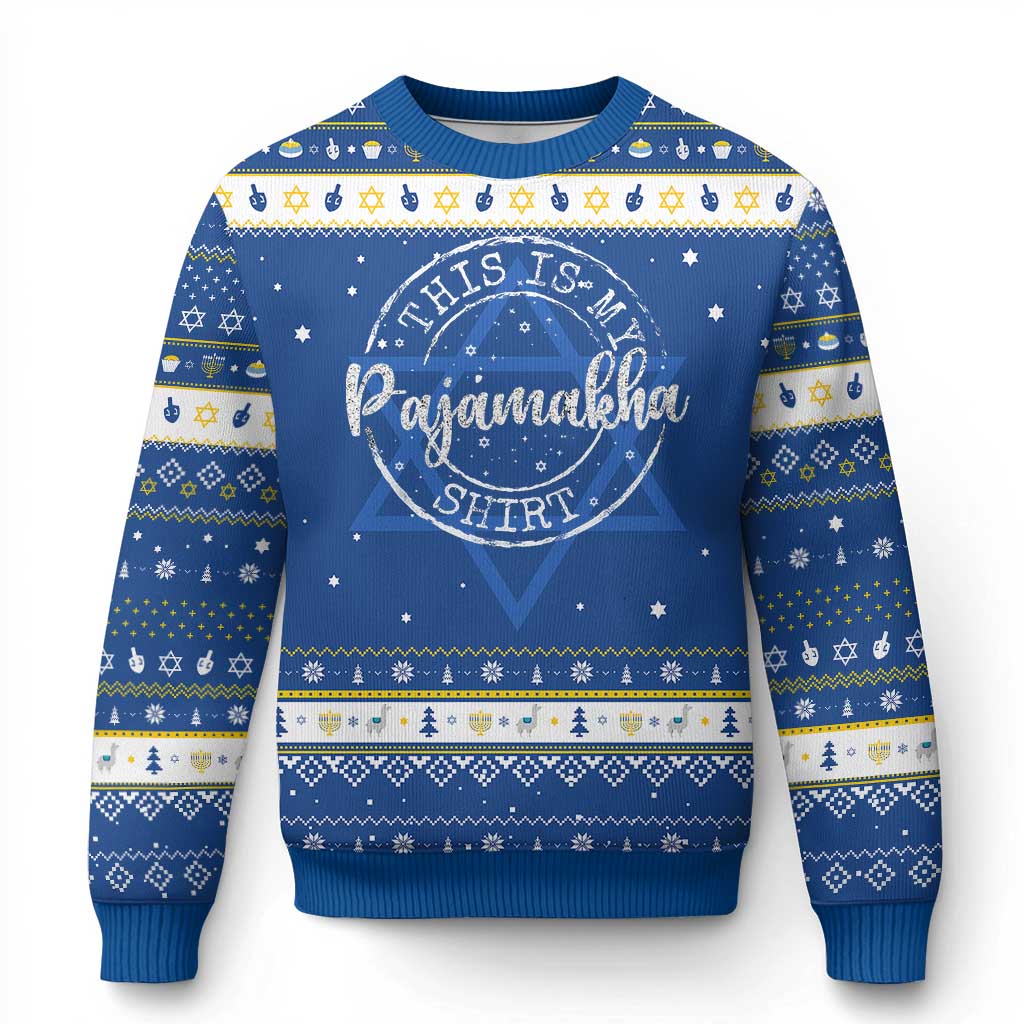 Funny Hanukkah Hanukkah Ugly Sweater This is My Pajamakah Pajama Gift TS10 Blue White Print Your Wear