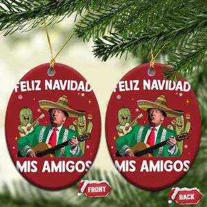 Mexico Xmas Trump Christmas Ornament Feliz Navidad Mis Amigos Xmas Funny Trump Santa Ugly Gift TS10 Oval Red Print Your Wear