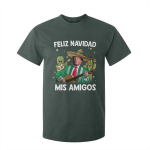 Mexico Christmas Trump T Shirt For Kid Feliz Navidad Mis Amigos Xmas Funny Trump Santa Ugly Christmas TS10 Dark Forest Green Print Your Wear