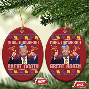 Funny Trump Hanukkah Christmas Ornament Make Hanukkah Great Again Ugly TS10 Oval Red Print Your Wear