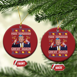 Funny Trump Hanukkah Christmas Ornament Make Hanukkah Great Again Ugly TS10 Circle Red Print Your Wear