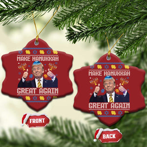 Funny Trump Hanukkah Christmas Ornament Make Hanukkah Great Again Ugly TS10 Snow Flake Red Print Your Wear