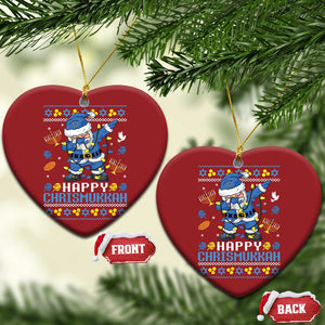 Happy Chrismukkah Merry Xmas Hanukkah Christmas Ornament Dabbing Santa Ugly Chanukah Jewish TS10 Heart Red Print Your Wear