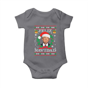 Christmas Trump Baby Onesie Feliz Navidad Funny Trump Santa Hat Xmas Ugly TS10 Charcoal Print Your Wear