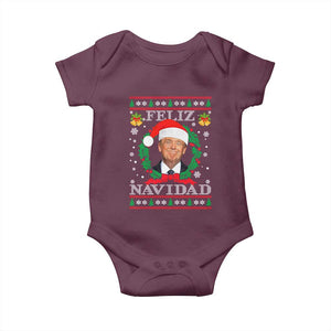 Christmas Trump Baby Onesie Feliz Navidad Funny Trump Santa Hat Xmas Ugly TS10 Maroon Print Your Wear