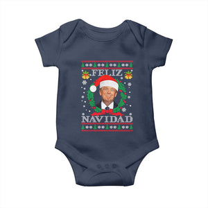 Christmas Trump Baby Onesie Feliz Navidad Funny Trump Santa Hat Xmas Ugly TS10 Navy Print Your Wear