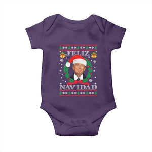 Christmas Trump Baby Onesie Feliz Navidad Funny Trump Santa Hat Xmas Ugly TS10 Purple Print Your Wear