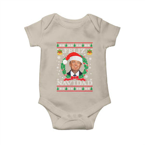 Christmas Trump Baby Onesie Feliz Navidad Funny Trump Santa Hat Xmas Ugly TS10 Sand Print Your Wear