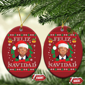 Mexico Xmas Trump Christmas Ornament Feliz Navidad Funny Trump Santa Hat Xmas Ugly TS10 Oval Red Print Your Wear