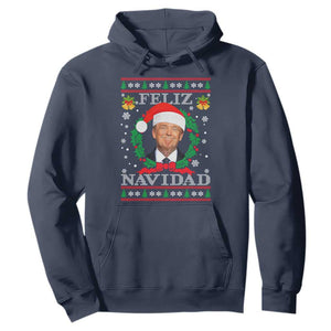 Christmas Trump Hoodie Feliz Navidad Funny Trump Santa Hat Xmas Ugly TS10 Navy Print Your Wear