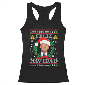 Christmas Trump Racerback Tank Top Feliz Navidad Funny Trump Santa Hat Xmas Ugly TS10 Black Print Your Wear