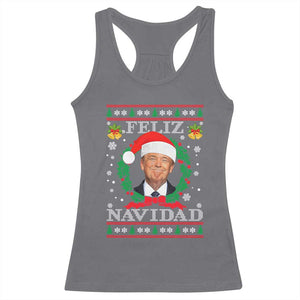 Christmas Trump Racerback Tank Top Feliz Navidad Funny Trump Santa Hat Xmas Ugly TS10 Charcoal Print Your Wear