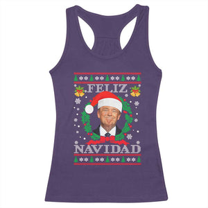 Christmas Trump Racerback Tank Top Feliz Navidad Funny Trump Santa Hat Xmas Ugly TS10 Purple Print Your Wear