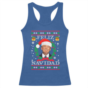 Christmas Trump Racerback Tank Top Feliz Navidad Funny Trump Santa Hat Xmas Ugly TS10 Royal Blue Print Your Wear