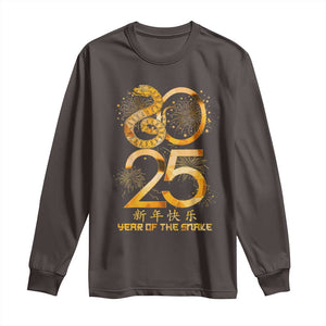 Lunar New Year 2025 Long Sleeve Shirt Chinese Year Of The Snake TS10 Dark Chocolate Print Your Wear