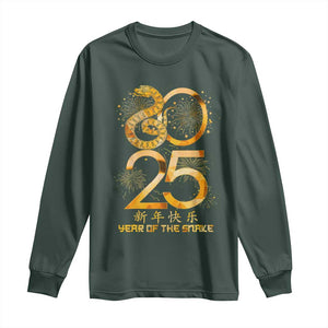 Lunar New Year 2025 Long Sleeve Shirt Chinese Year Of The Snake TS10 Dark Forest Green Print Your Wear